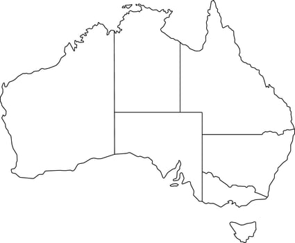 Australia Political Outline Map vector