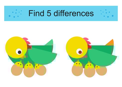 Find 5 differences Logic puzzle game for kids. vector
