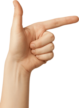 A hand pointing to the side with a finger png
