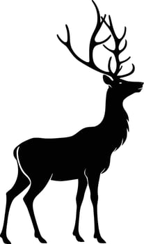 majestic deer silhouette in alert stance with prominent antlers detailed art ideal for forest hunting and nature-inspired branding vector