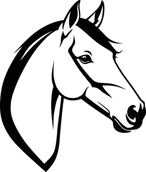 horse head silhouette showing movement and energy with flowing mane perfect for sports teams, western wear designs, and animal conservation logos vector