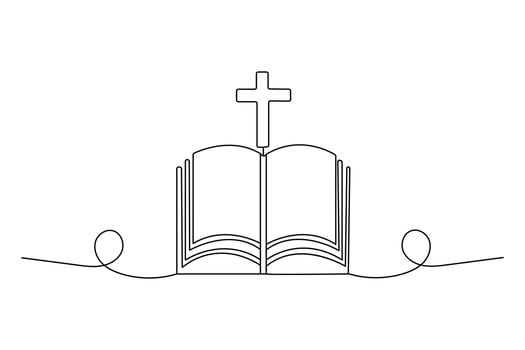 Minimal one line drawing of three christian crosses isolated outline symbol for religion art vector