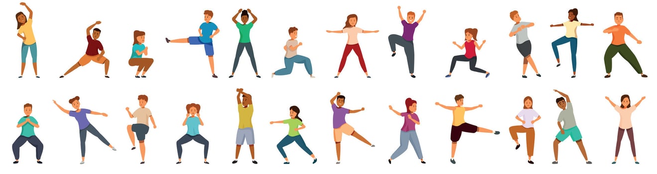 People dancing and exercising in various poses vector