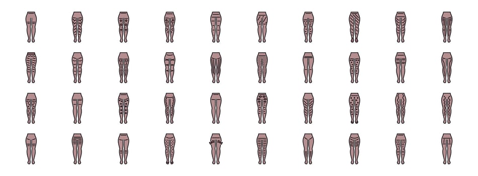 Kinesiology taping applications for leg muscles, enhancing athletic performance and recovery vector