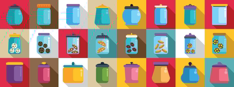Colorful jars collection for storage vector