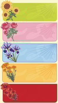 Colorful floral postcards templates vector