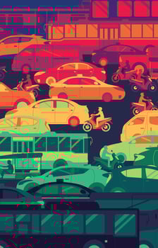 Colorful illustration of urban traffic vector