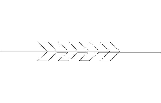 Continuous line drawing of chevron alignment right curve symbol. abstract line art pro design. vector