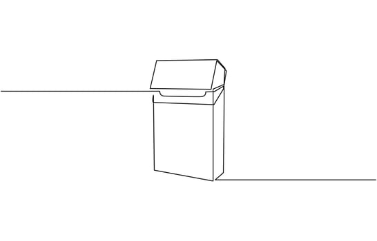 Continuous line illustration of a pack of filter cigarettes, A carton of cigarettes with a warning label, Cigarettes pro design. vector
