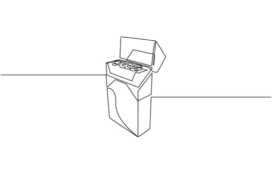 Continuous line illustration of a pack of filter cigarettes, A carton of cigarettes with a warning label, Cigarettes pro concept. vector