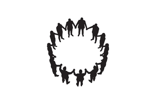 Social Circle of Friends Group Connection Holding Hands Silhouette vector