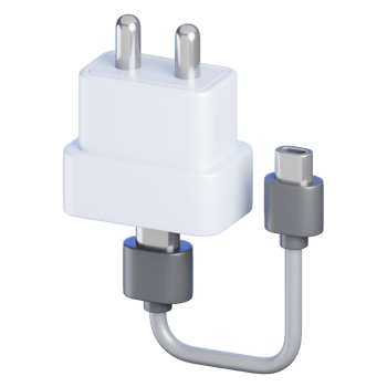Mobile Charging USB Cabel Isolated. Cartoon Style Office Electronic Equipment Icon Concept. 3D Rendered Illustration. png