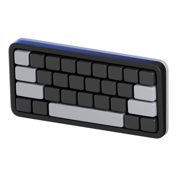 Black PC Keyboard Isolated. Cartoon Style Office Electronic Equipment Icon Concept. 3D Rendered Illustration. png