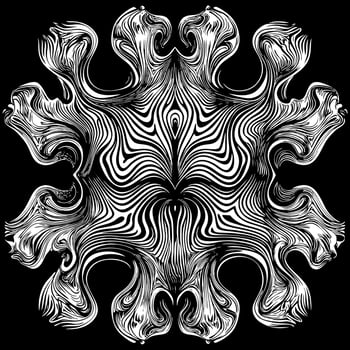 A black and white image of a spiral with a zigzag pattern vector