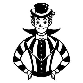 Retro Circus Performer with Top Hat and Striped Outfit Illustration vector