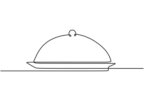 Catering dish illustrated in continuous line drawing. Design for food and restaurant concepts. vector