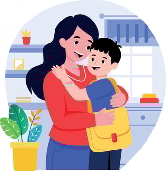 A flat style illustration showing mothers love vector