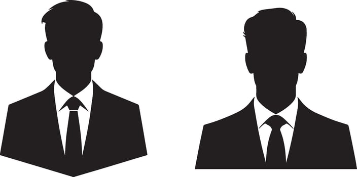 Two Businessmen Silhouettes in Suits and Ties on a White vector