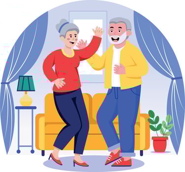 A flat style illustration showing a couple dancing vector