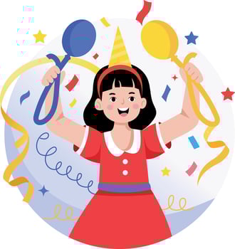 A flat style illustration showing a girl enjoying party vector