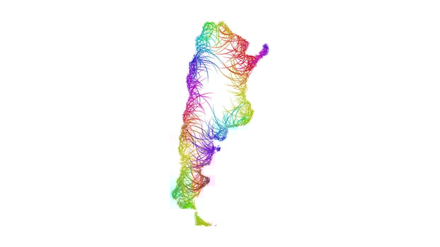 Rainbow sketch outline map of Argentina vector