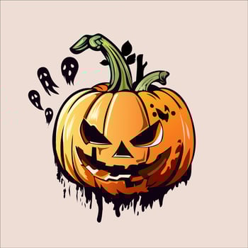 Halloween pumpkin with a face and ghostly eyes vector