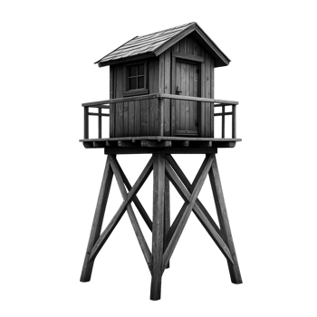 Rustic wooden watchtower on transparent background png