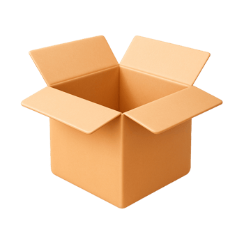 Open cardboard box container isolated on transparent background png