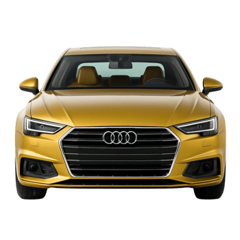 Front view of a golden audi sedan isolated on transparent background png