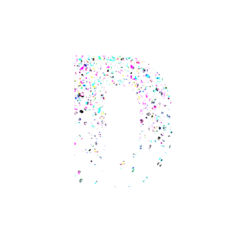Uppercase letter D made of vibrant colorful particles png