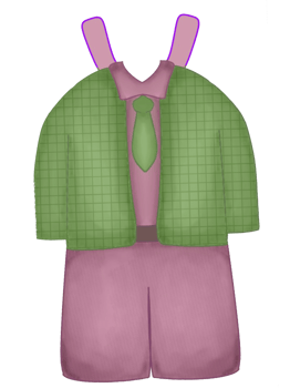 A green suit with a pink tie and a pink shirt png