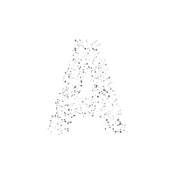 Abstract letter A formed by grunge particles png