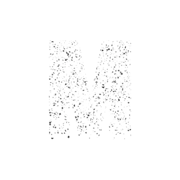 Abstract fragmented texture forming the letter M png