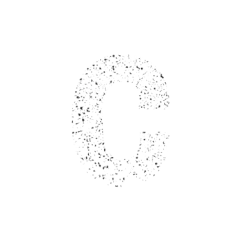 Uppercase letter C rendered with a grainy textured particle effect png