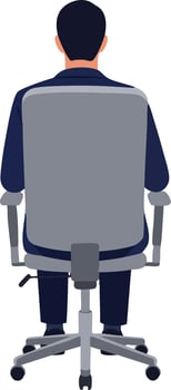 Man sitting on office chair viewed from behind illustration of workplace posture and professional environment vector