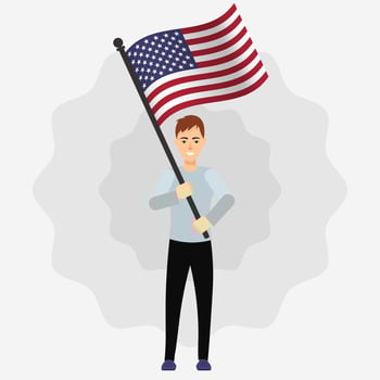 Happy Man Holding USA Flag vector