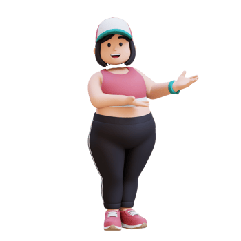 3D plus size overweight girl presenting png