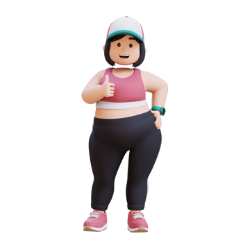 3D plus size overweight fat girl giving a thumbs up png