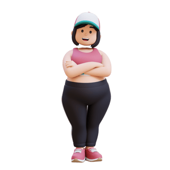 3D plus size overweight fat girl crossed arm png