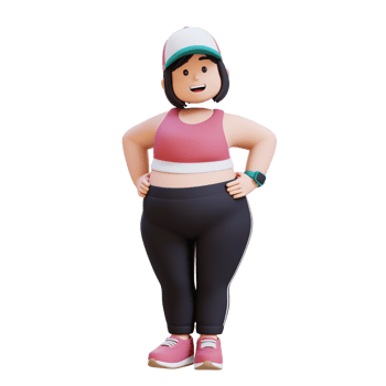 3D plus size overweight fat girl in confident pose png