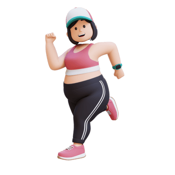 3D plus size overweight girl Running png