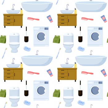 Bathroom accessories pattern illustration vector