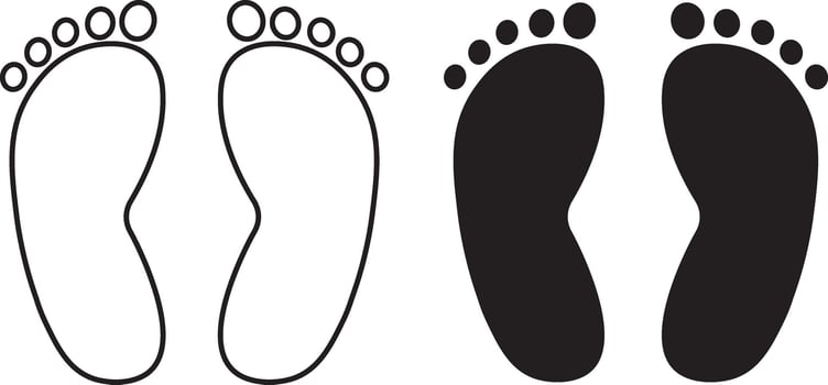 Set of different human icons. footprints icon illustration vector