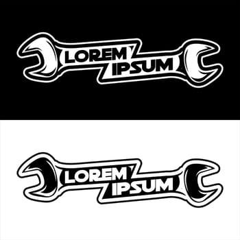 workshop logo design with wrench symbol vector