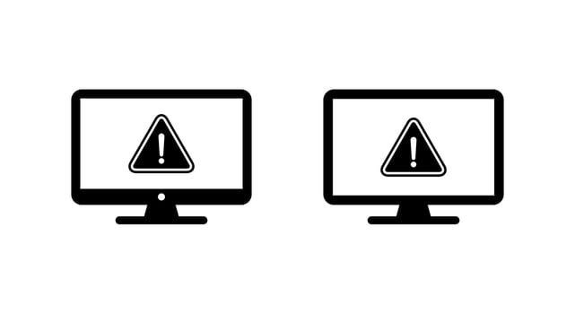 Computer error icon isolated on white background. Malware and virus alert symbol on PC screen vector