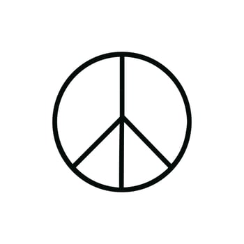 Simple Line Drawing Peace Sign Circle Symbol Icon on White vector