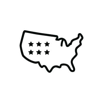 Simple Outline United States Map with Stars Inside Shape Icon vector