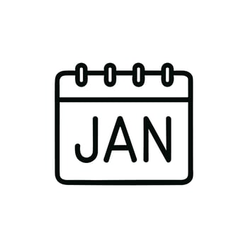 Minimalist Outline Calendar January Month Reminder Planner Schedule Icon vector