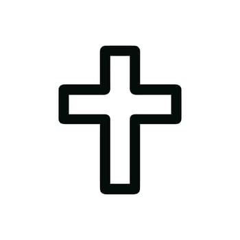 Simple Outline Rounded Christian Cross Symbol Shape Icon Illustration vector