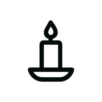 Simple Outline Candle Illustration with Flame in Black Color Icon Design vector